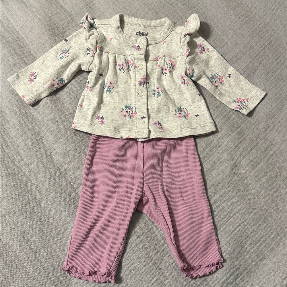 Carter's Child of Mine Kids Matching Set Newborn Pants Outfit Purple Floral